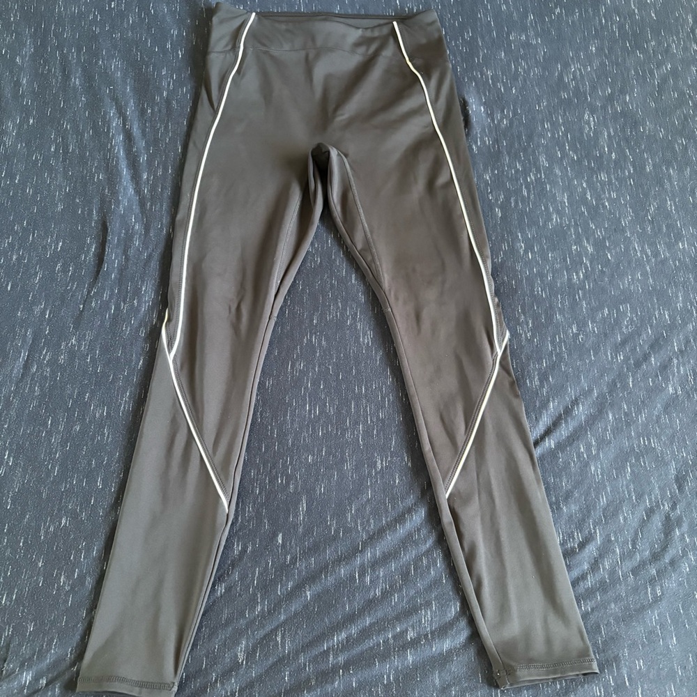 Fabletics Black Leggings with White Stripe